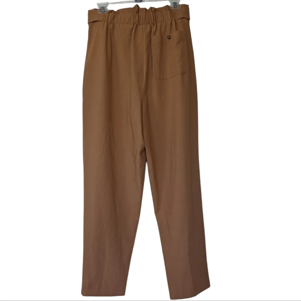 Calvin Klein NWT Suit Pants Tie Waist And Zipper Button Brown Women's Size 12
